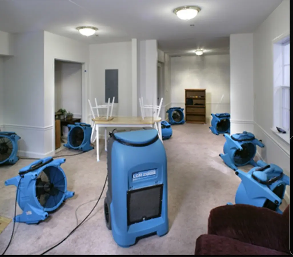 Air movers and dehumidifier setup for Water Extraction & Removal in Braintree Town